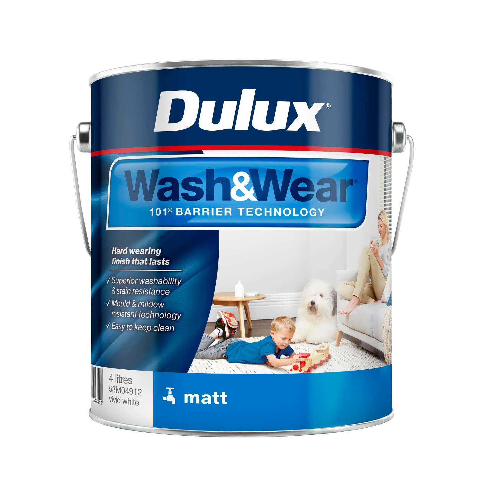 Dulux Interior Paint Wash&Wear Matt Vivid White – 4L