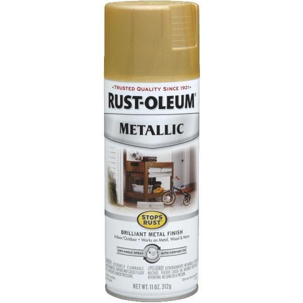 (6)-11 Oz Gold Rush RustOleum Stops Rust Gloss Metallic Spray Paint 7270-830