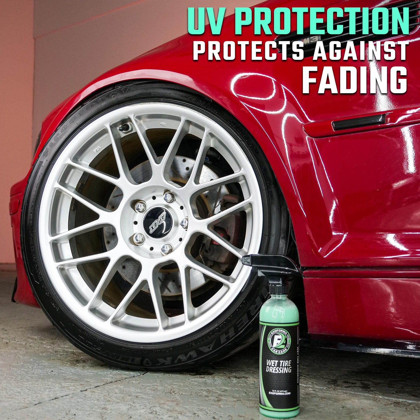 ExoForma Wet Tire Dressing Spray – Extremely High Shine 16 Fl Oz (Pack of 1)