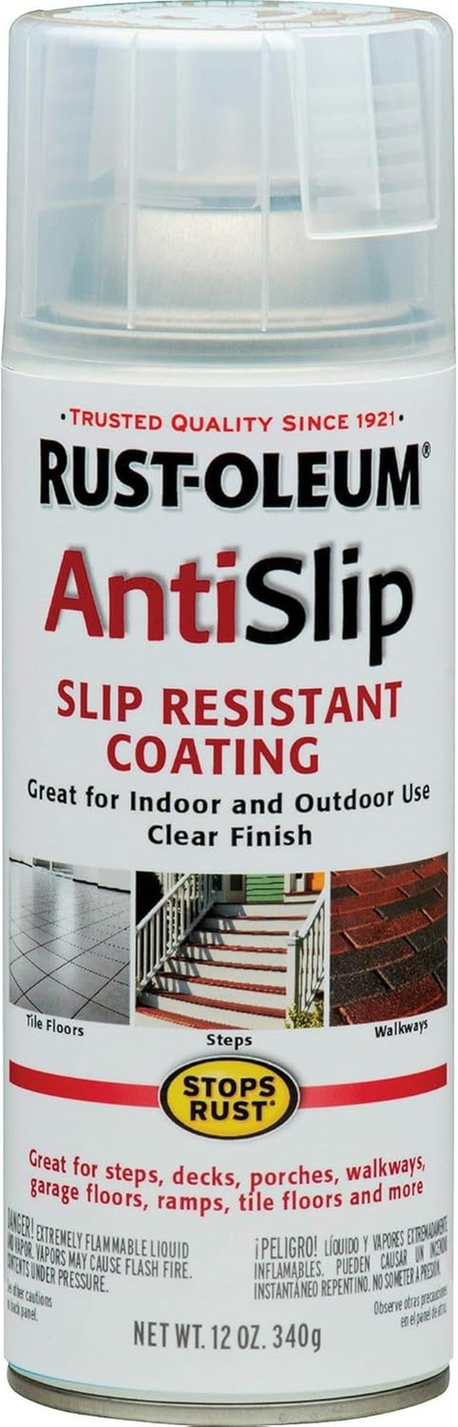 Rust-Oleum 271455 Stops Rust Anti-Slip Spray, Matte Finish, Clear 12 Oz