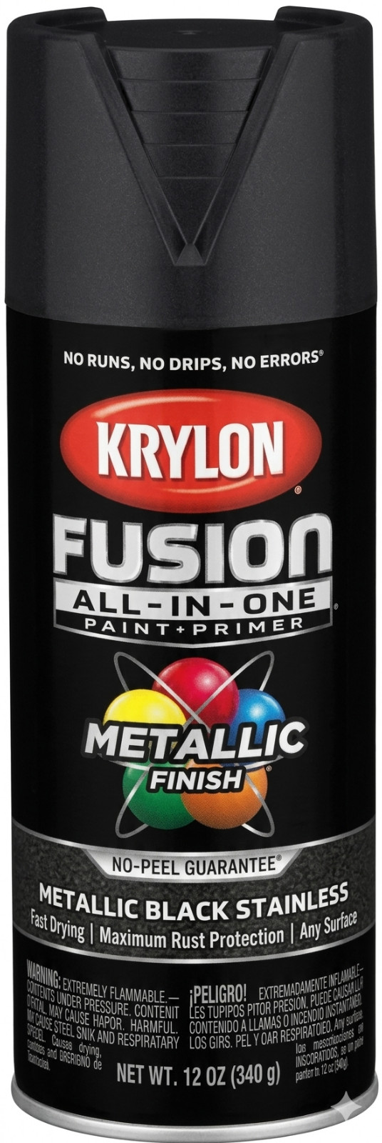 Krylon Fusion All-In-One Spray Paint for Indoor/Outdoor Use, Gloss Black , 12 Oz