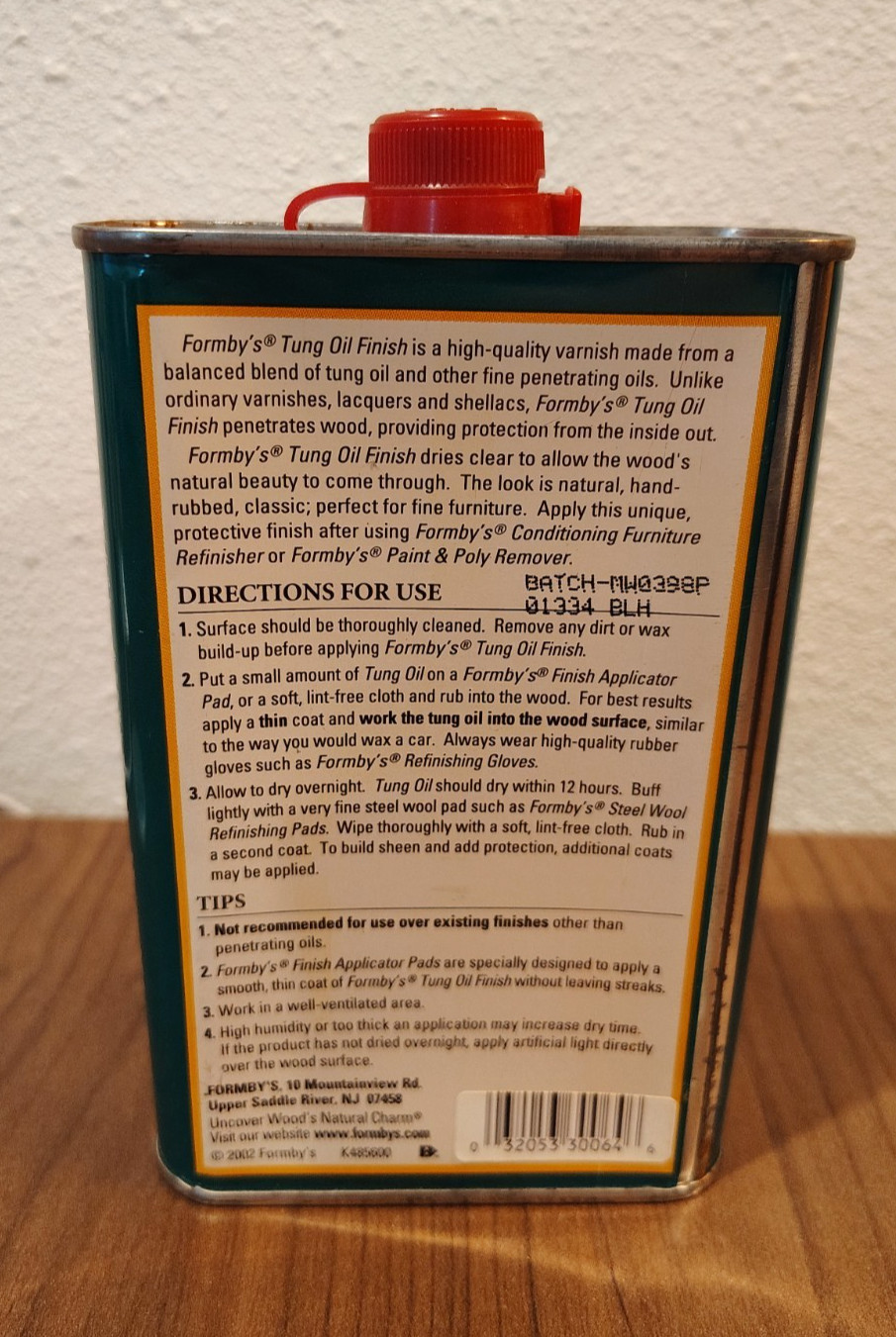 Formby’s Traditional Tung Oil Finish Low Gloss Traditional 32 Ounce – NEW