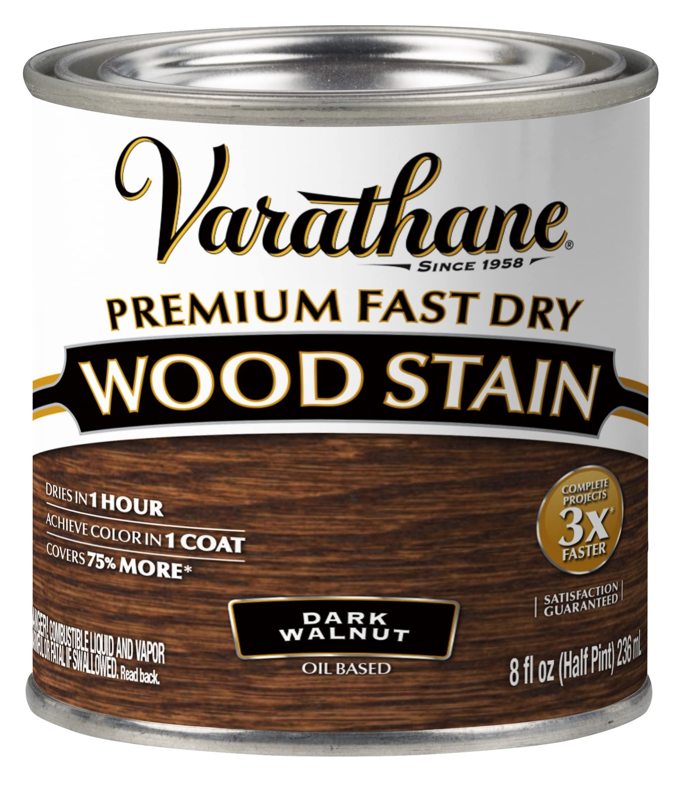 Fast Dry Wood Stain Half Pint – Dark Walnut Color for Quick Wood Finishing