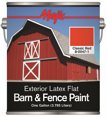 Majic 8-0047-1 Town & Country Barn & Fence Paint, Flat Latex, Red, Gallon –