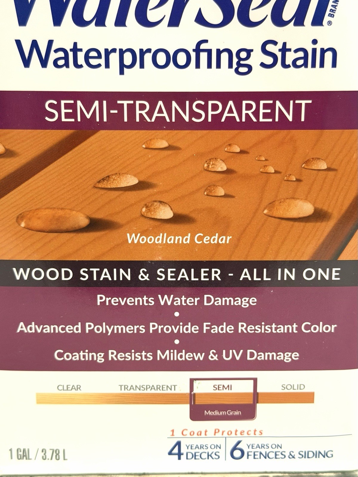 Thompson’s WaterSeal Waterproofing Stain Semi-Transparent Woodland Cedar 1 Gal