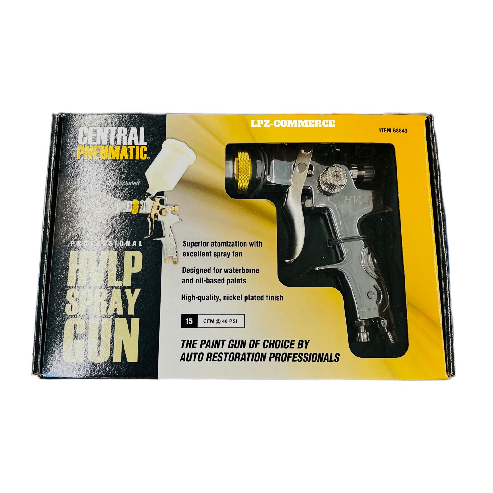Central Pneumatic Professional HVLP Auto Paint Restoration Spray Gun 20 oz.*NEW*