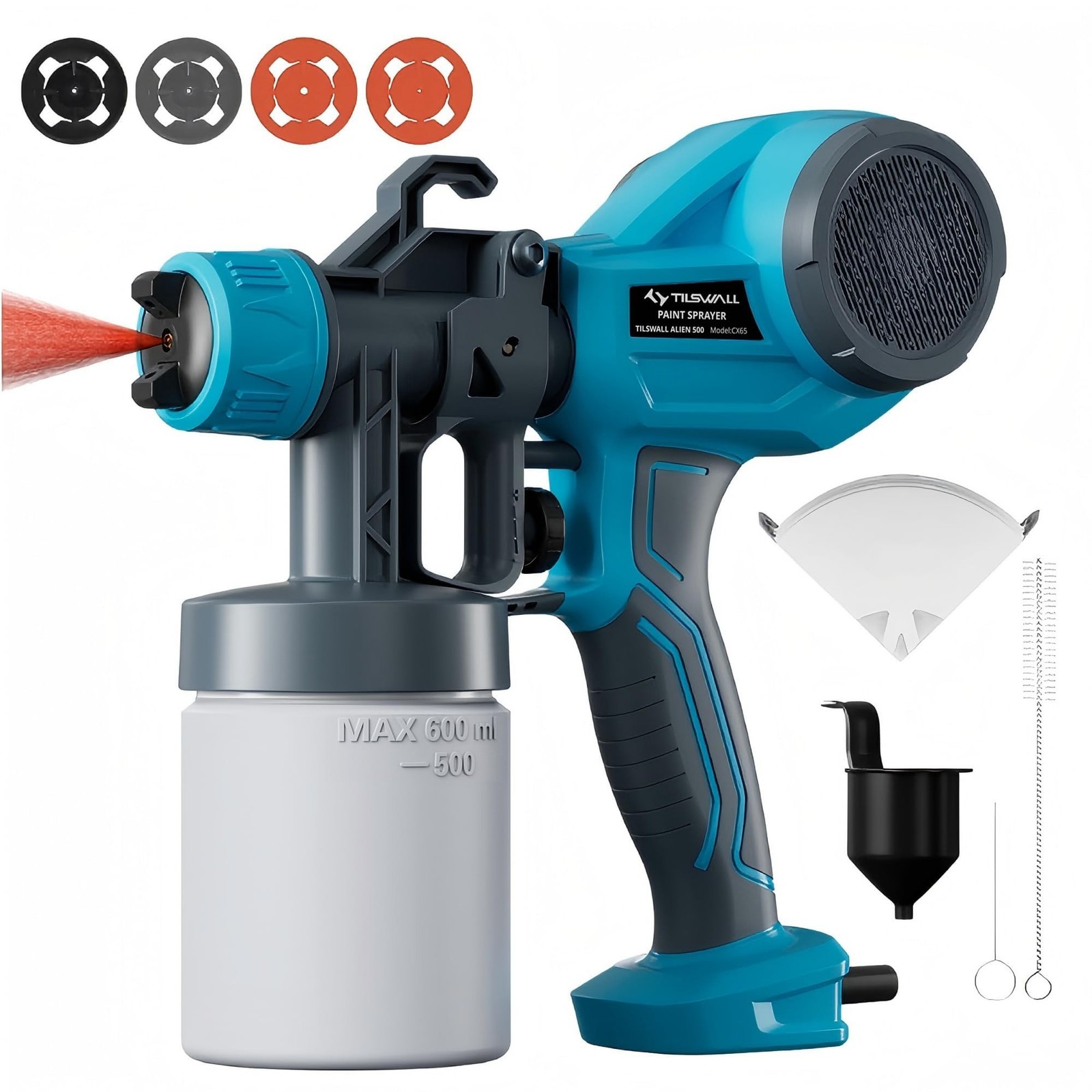 Tilswall Paint Sprayer Alien500 Lightweight HVLP Spray Gun, High Power Electr…