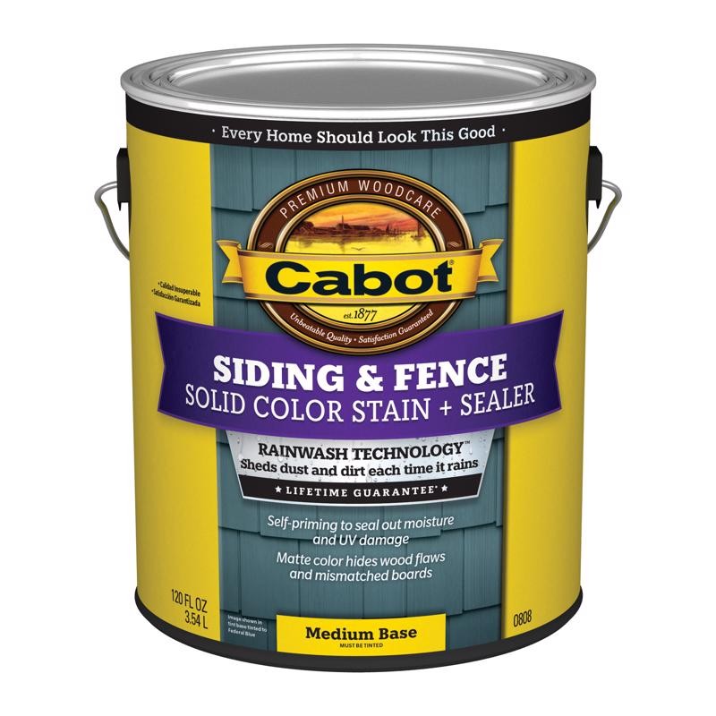 Cabot Solid 0808 Medium-Water-Based Acrylic Solid Color Deck Stain 1gal (4-pack)
