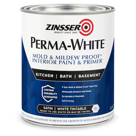 Zinsser 2704 Interior Paint, Satin, Water Base, White, 1 Qt