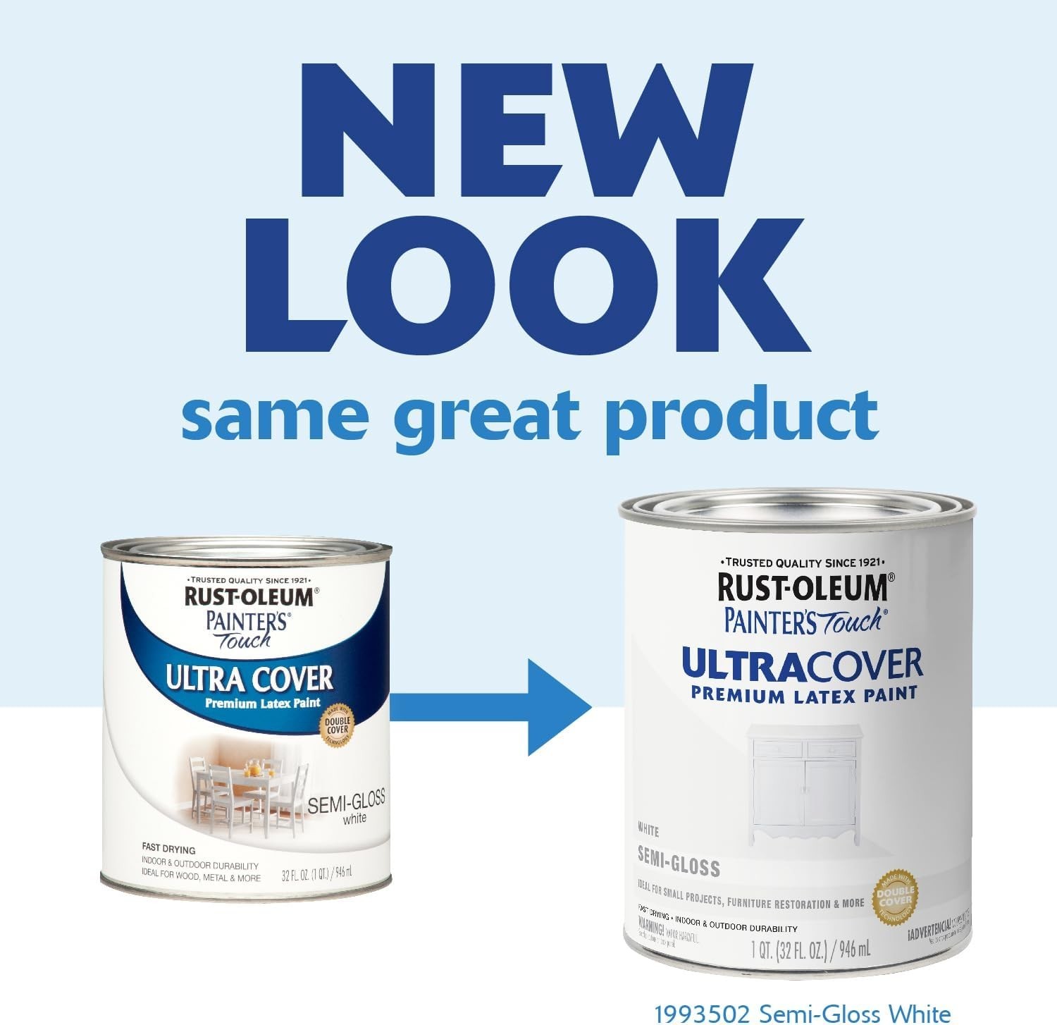 Semi-Gloss White Interior Exterior Paint 1 Quart Water-Based Formula