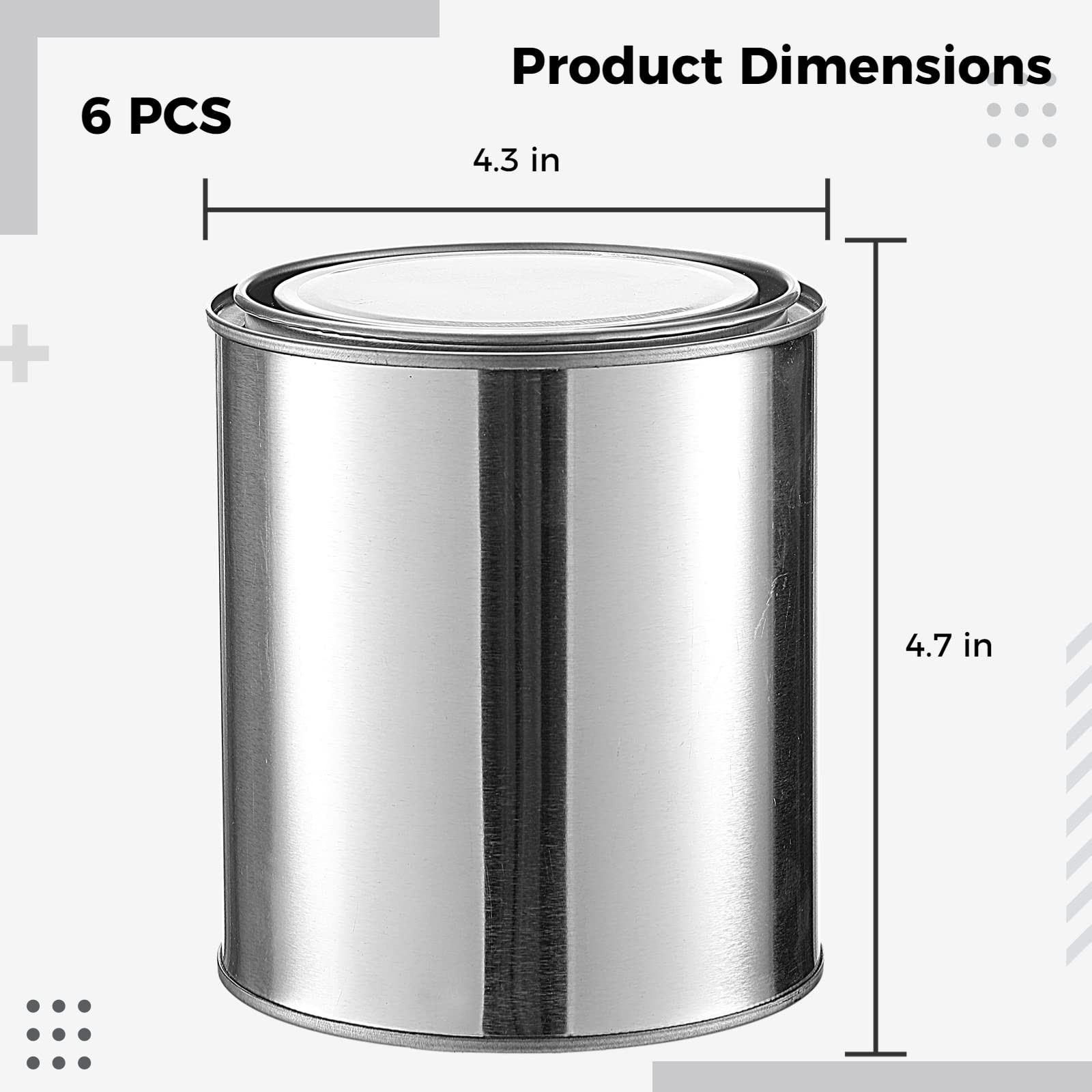 6PCS Metal Paint Cans, Empty Unlined Paint Cans with Lids, Quart Metal Paint …