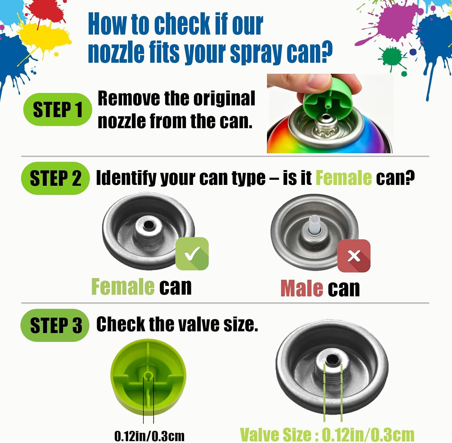 10 Pack Spray Can Nozzle for Female Cans – Universal Spray Paint Nozzles for Can