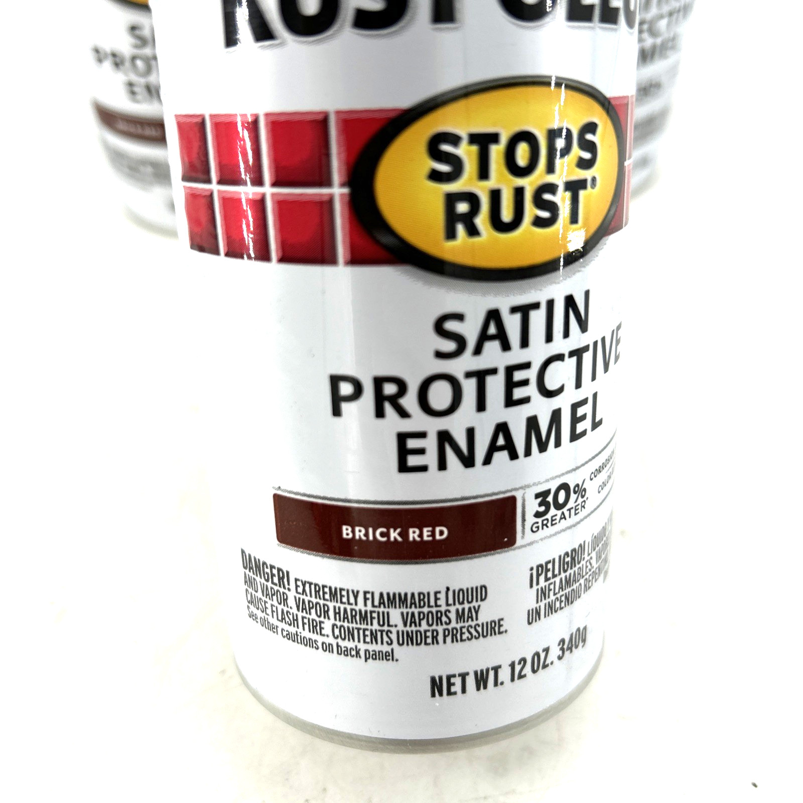 Rust-Oleum Satin Protective Enamel Spray Paint 12 Oz Lot Of 3 Brick Red