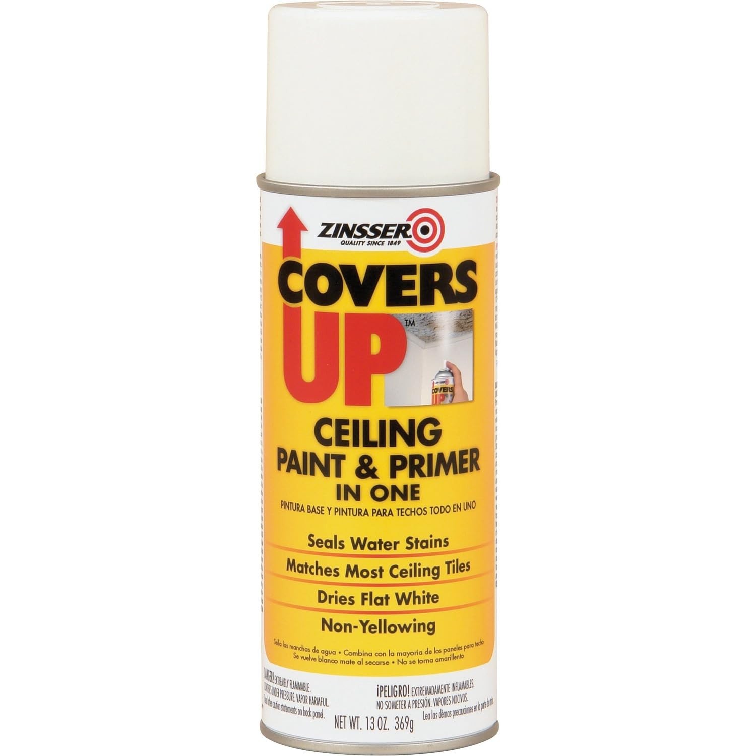 Zinnser 03688 Covers Up Stain Sealing Ceiling Paint White