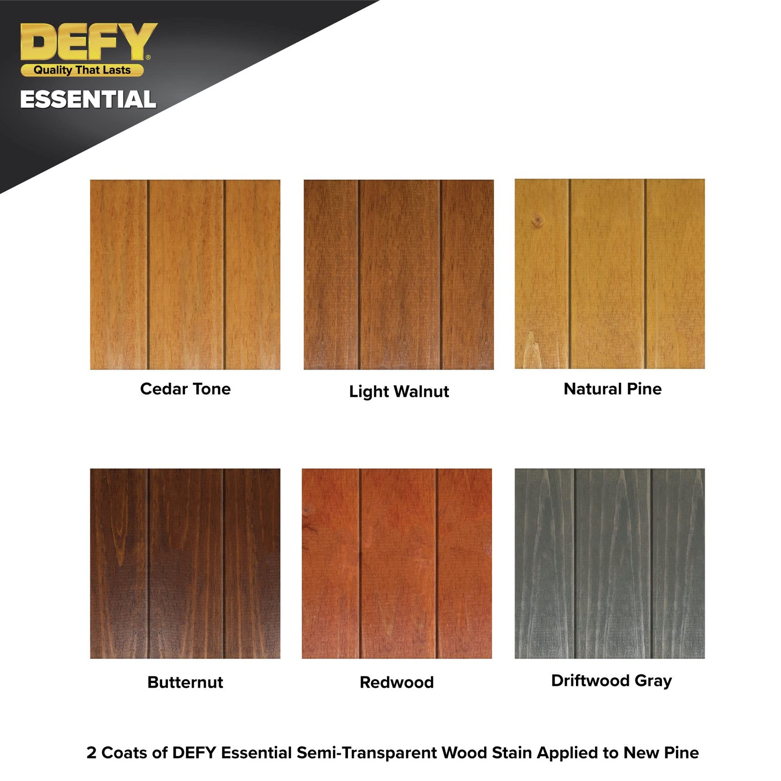 DEFY Essential Semi-Transparent Outdoor Wood Stain and 1 Gallon, Natural Pine