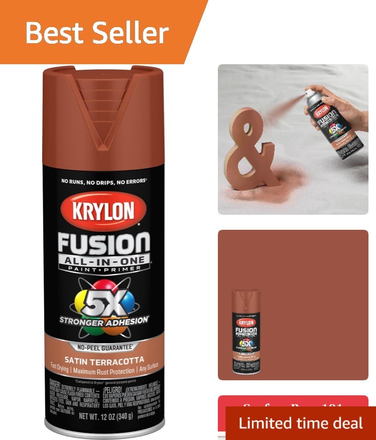 Rust-Resistant All-In-One Adhesive Spray Paint, 12 oz, Indoor/Outdoor Terracotta