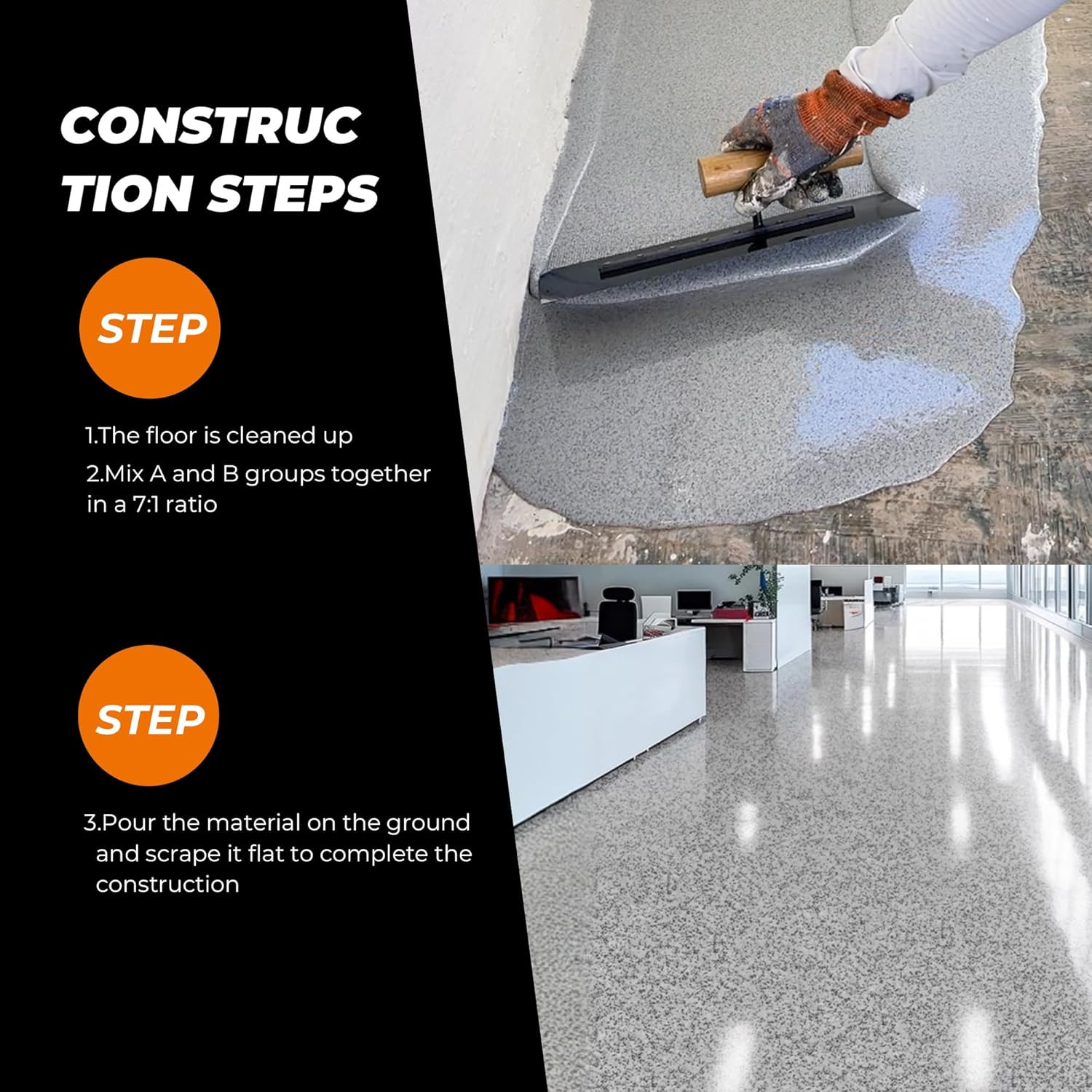 Epoxy Colored Sand Floor Paint Package-3 Gallons, Gray，Marble Texture Complete S