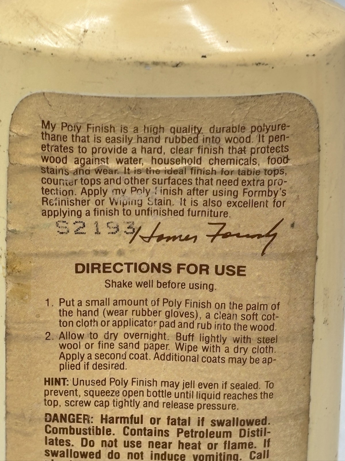Formby’s Hand Rubbed Poly Finish High Gloss 16 fl.oz. NOS Discontinued
