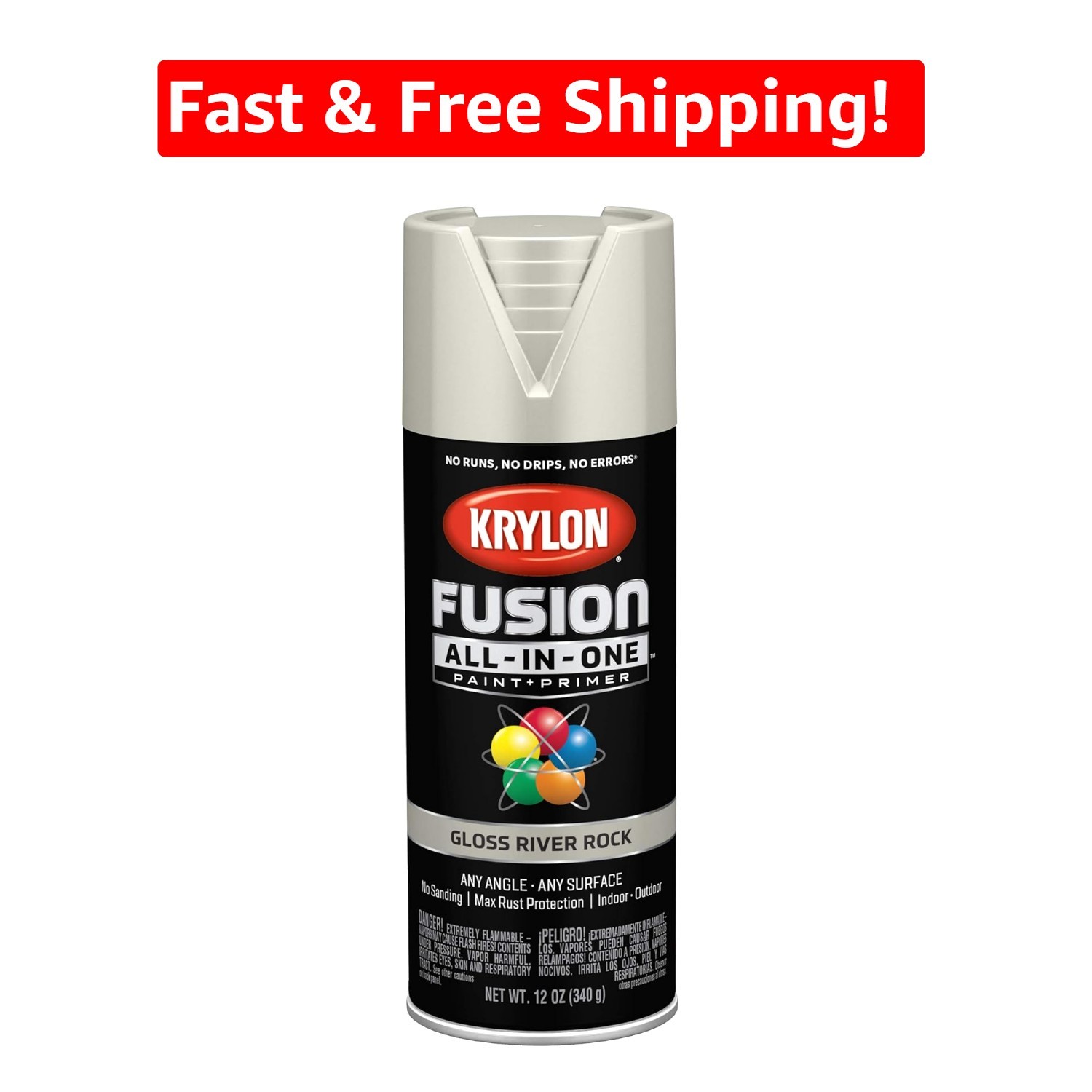 River Rock All-In-One Gloss Spray Paint – 12 oz Aerosol, Fast Drying & Durable