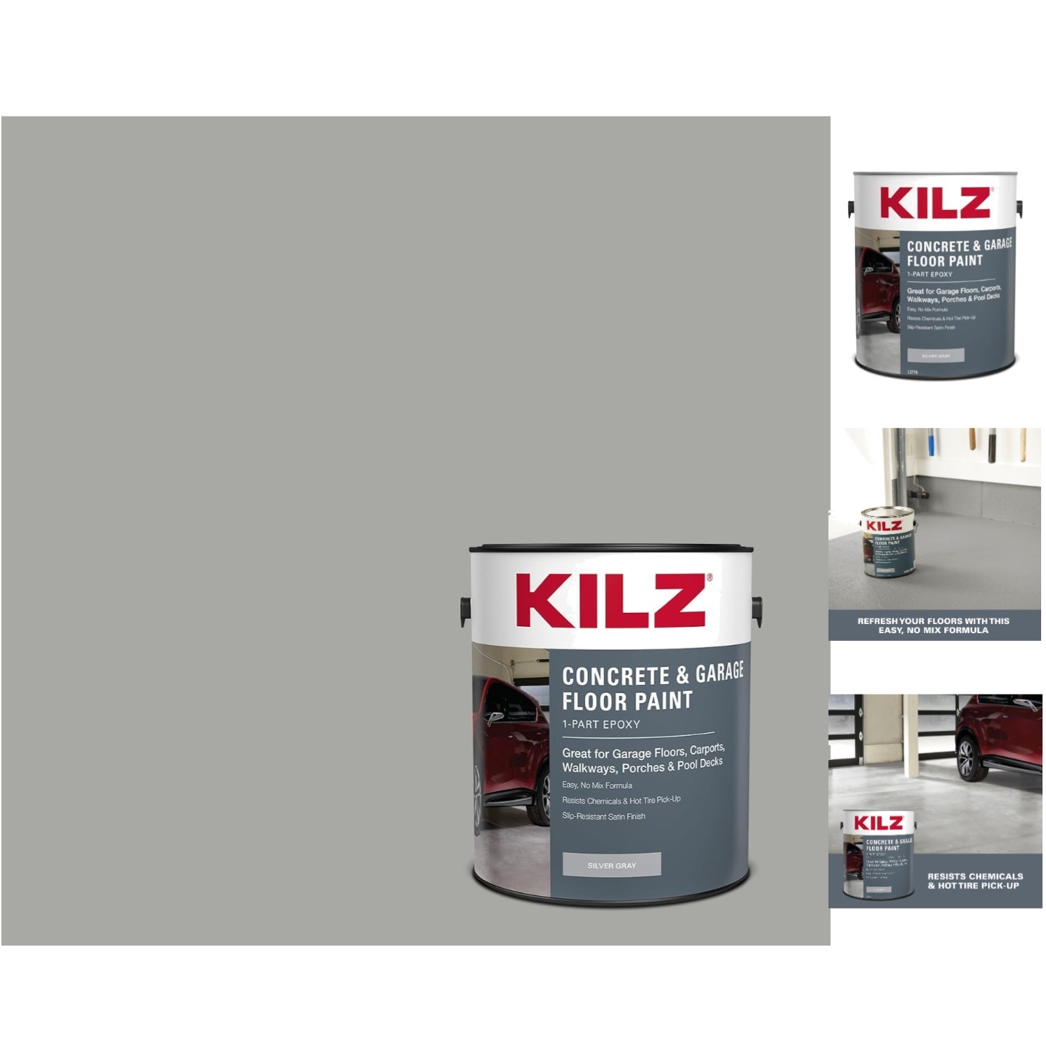 Durable Silver Gray 1-Gallon Epoxy Concrete Floor Paint – Scuff Resistant Finish
