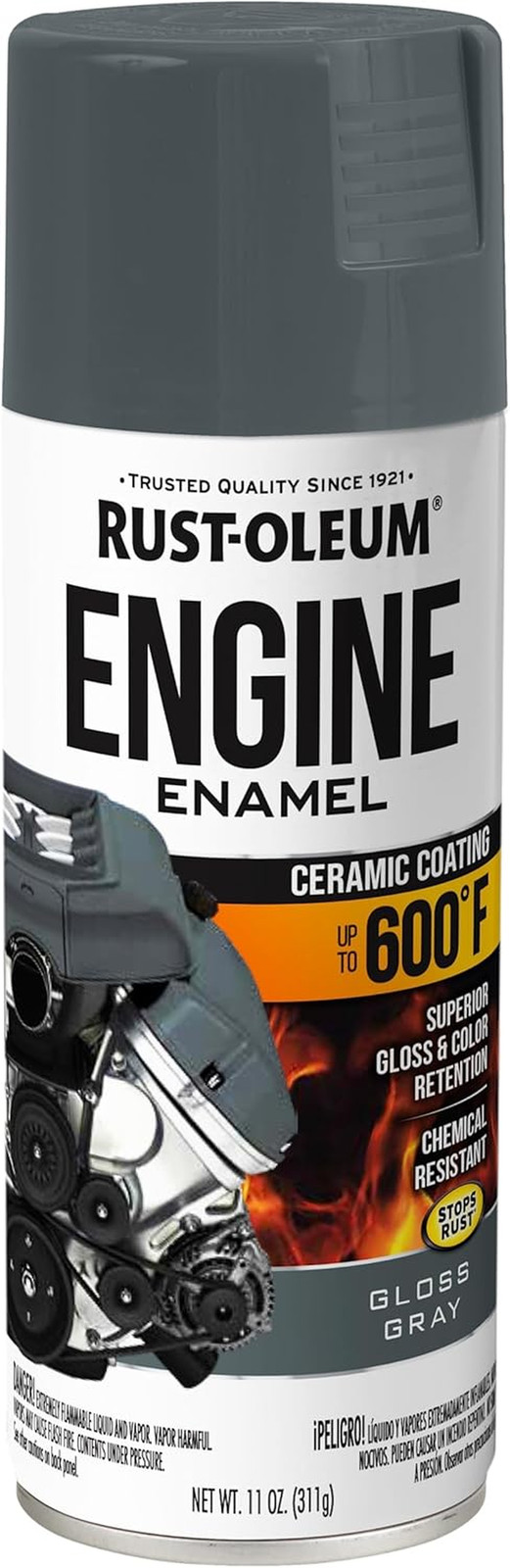 366435 Engine Enamel Spray Paint, 11 Oz, Gloss Gray, (Pack of 1)