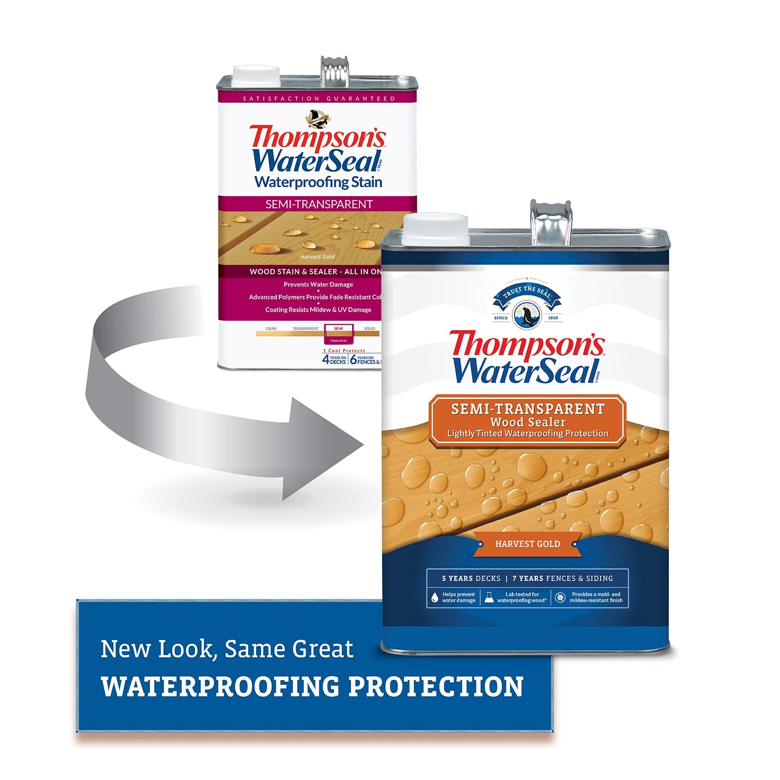 Thompson’s WaterSeal Semi-Transparent Waterproofing Wood Stain and Sealer, Harv