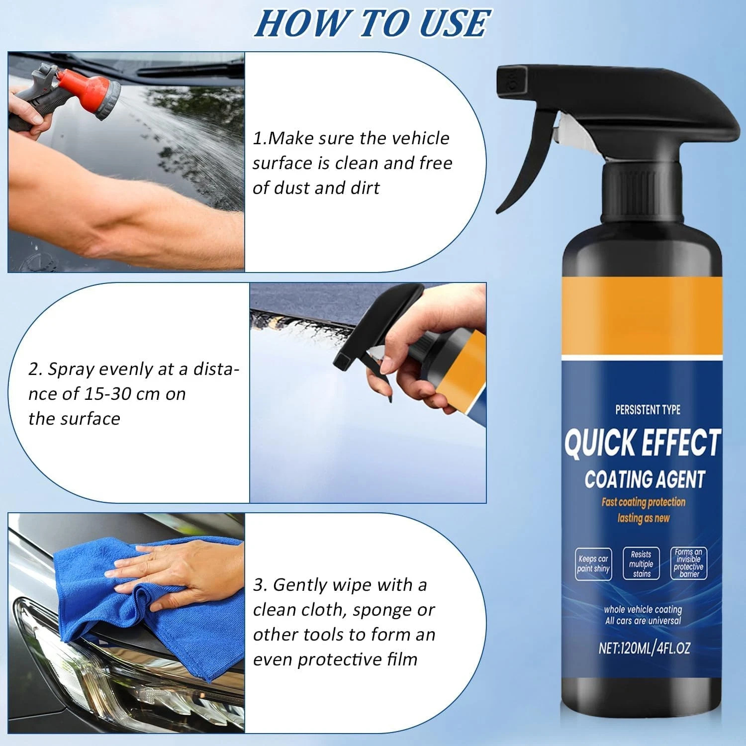 Car Quick Coating Spray, 2-Pack, Advanced Paint Protection, Vehicle Detailing Sh