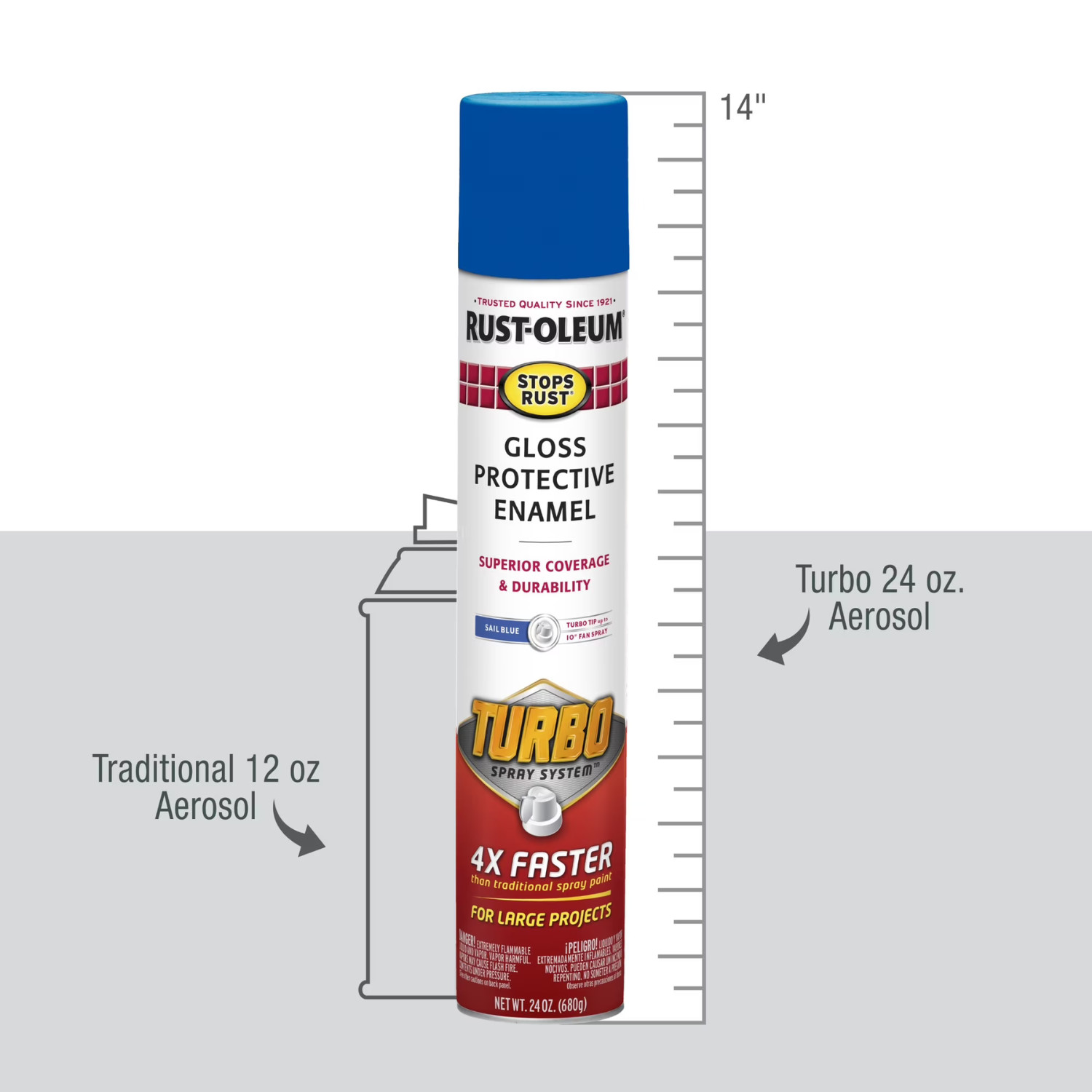 Rust-Oleum Stops Rust Turbo Gloss Spray Paint Sail Blue 24 oz, 2 Pack