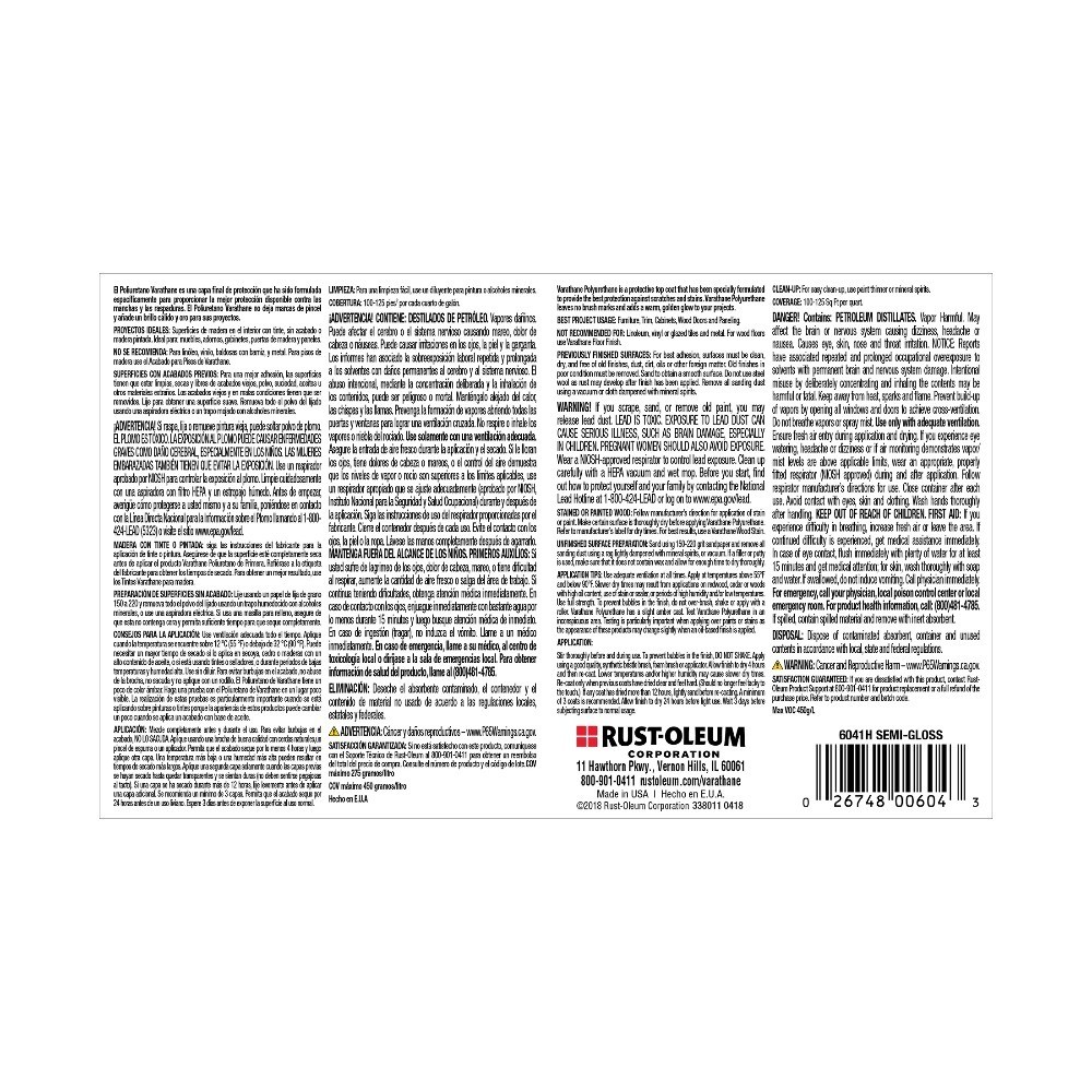 Ultimate Oil Based Polyurethane Clear Semi-Gloss Protective Wood Finish Quart