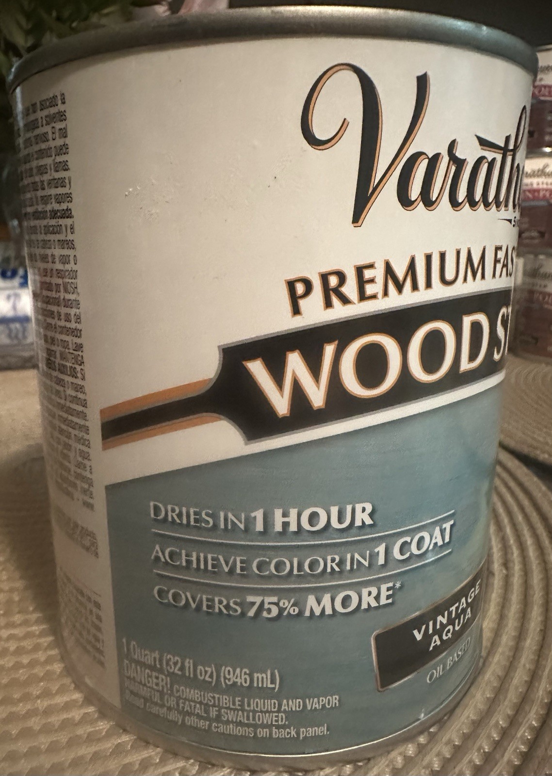 Varathane Fast Drying Oil-Based Wood Stain Vintage Aqua 1 Quart