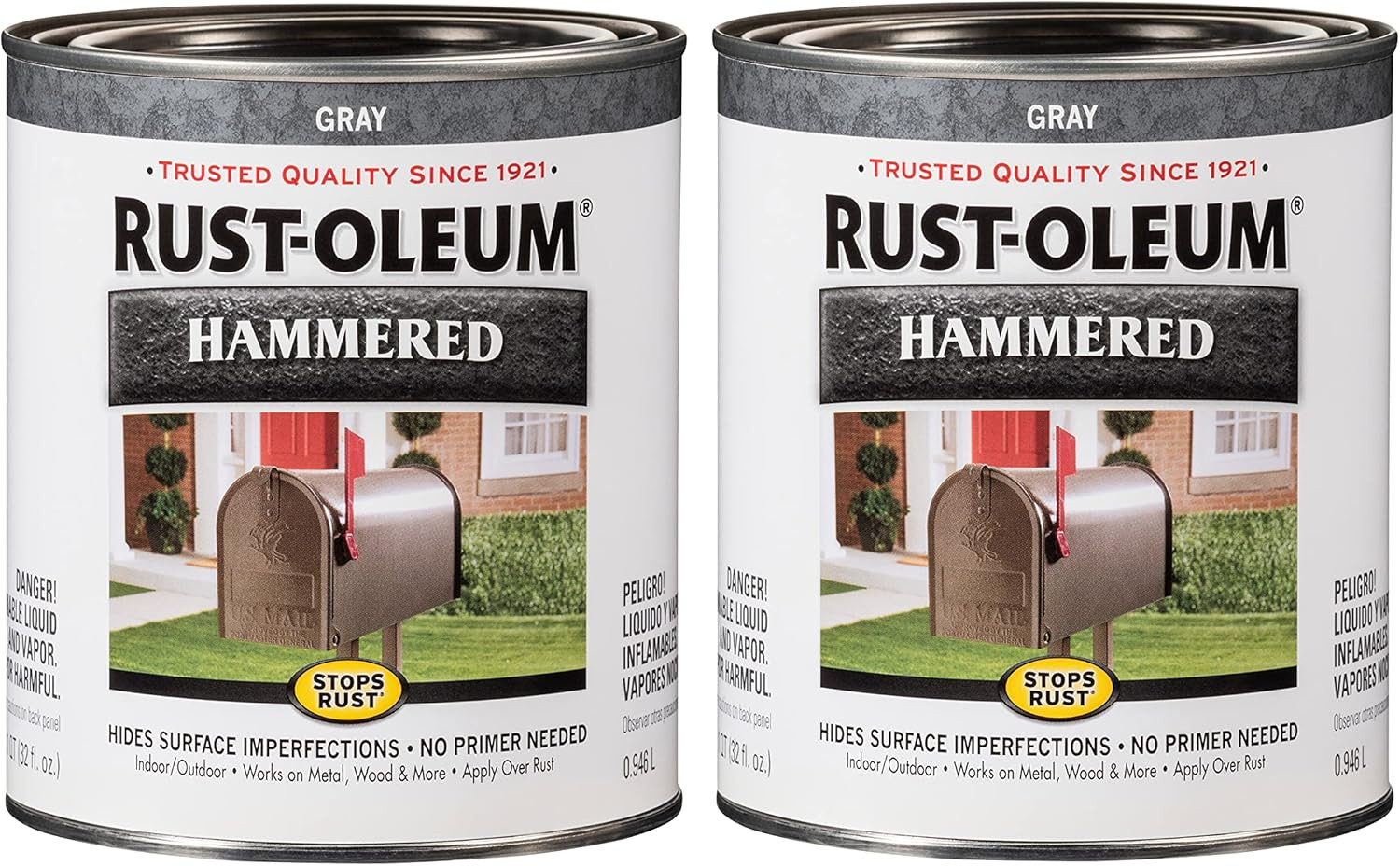 7213502 Stops Rust Hammered Finish Paint, Quart, Silver