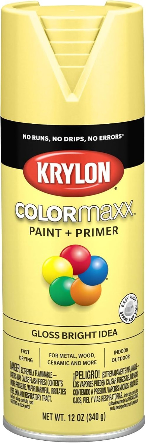 Rust Resistant 12 Oz Krylon ColorMaxx Gloss Spray Paint – Bright Idea Yellow
