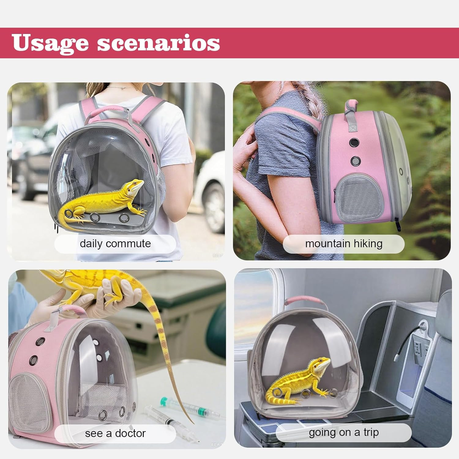 Expandable Small Animal Backpack Carrier with Clear Bubble Window Large Space Tr