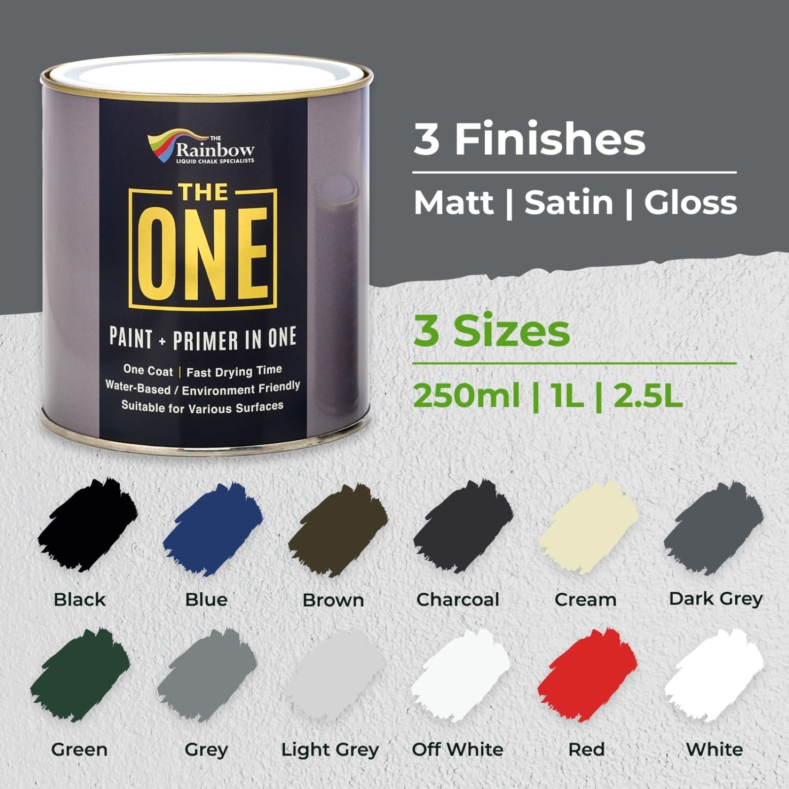 THE ONE All-In-One Paint & Primer – Dark Grey Matte, 8.5 Fl Oz/250ml Sample |…