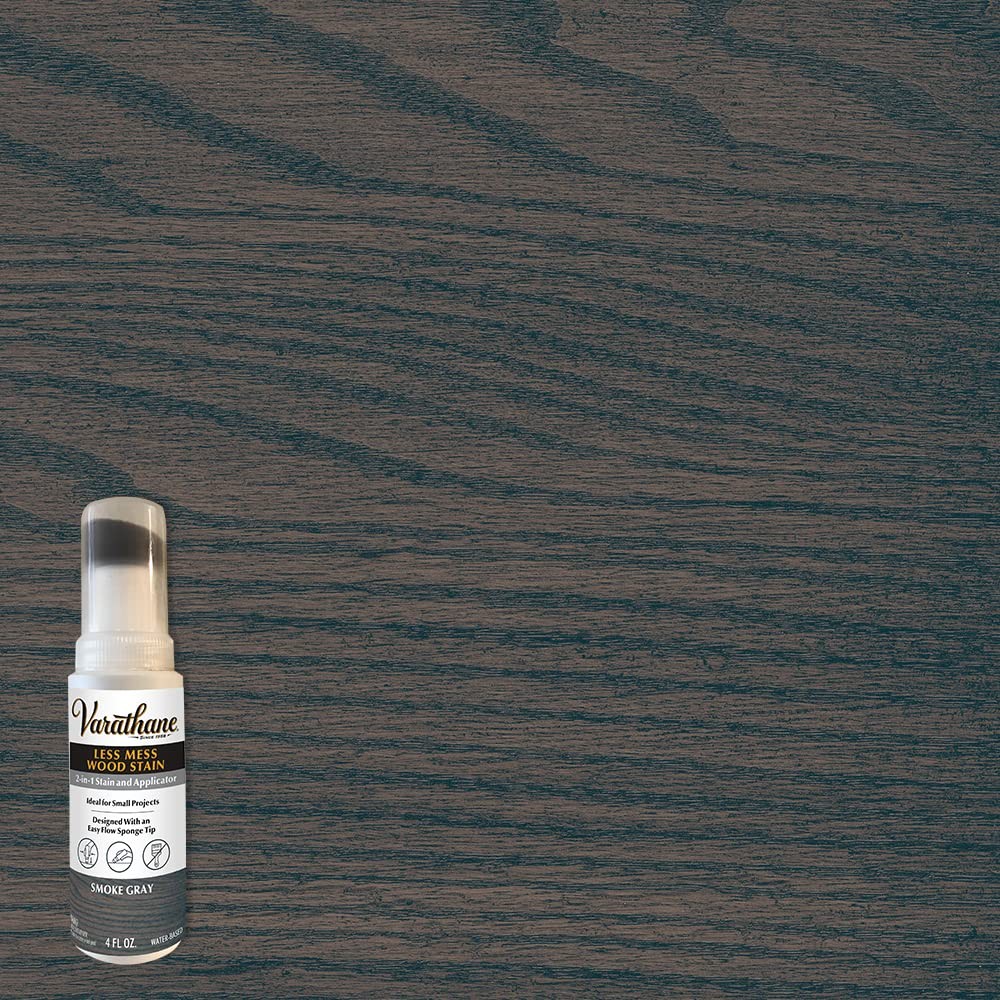 368033 Less Mess Wood Stain and Applicator, 4 oz, Smoke Gray