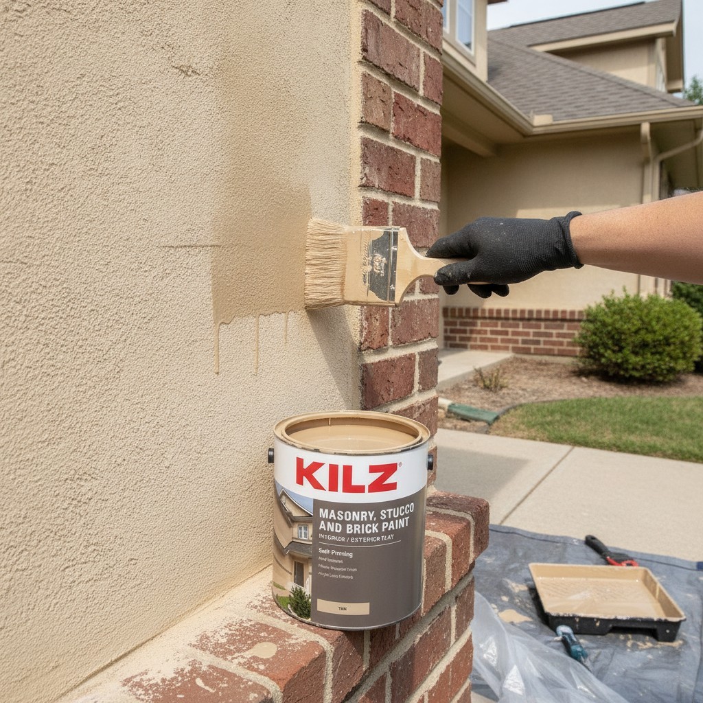 Acrylic Masonry Paint – 1 Gallon Tan, Fast-Drying for Indoor/Outdoor Use