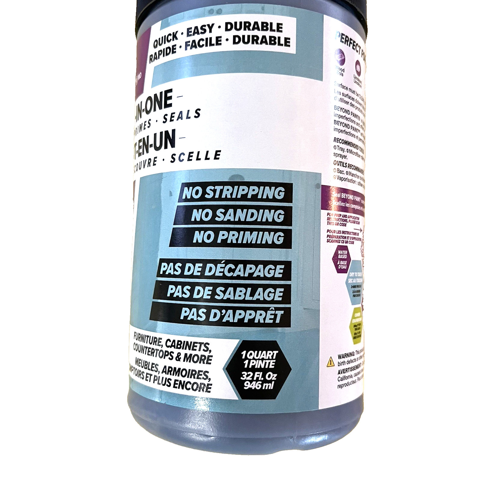 Beyond Paint All-In-One Deep Blue 1 Quart Bonds Primes Seals Furniture Cabinets