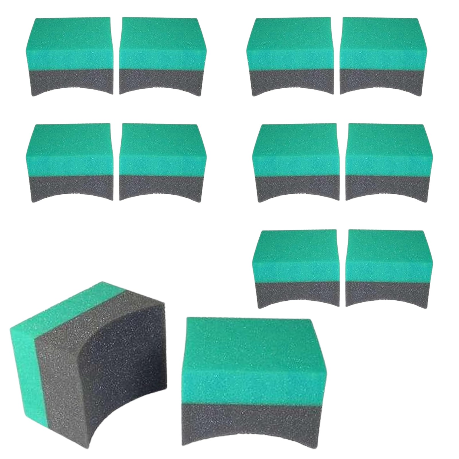 Hi-Tech Tire Dressing Applicator 12 Pack – Durable and Reusable, Green, Black
