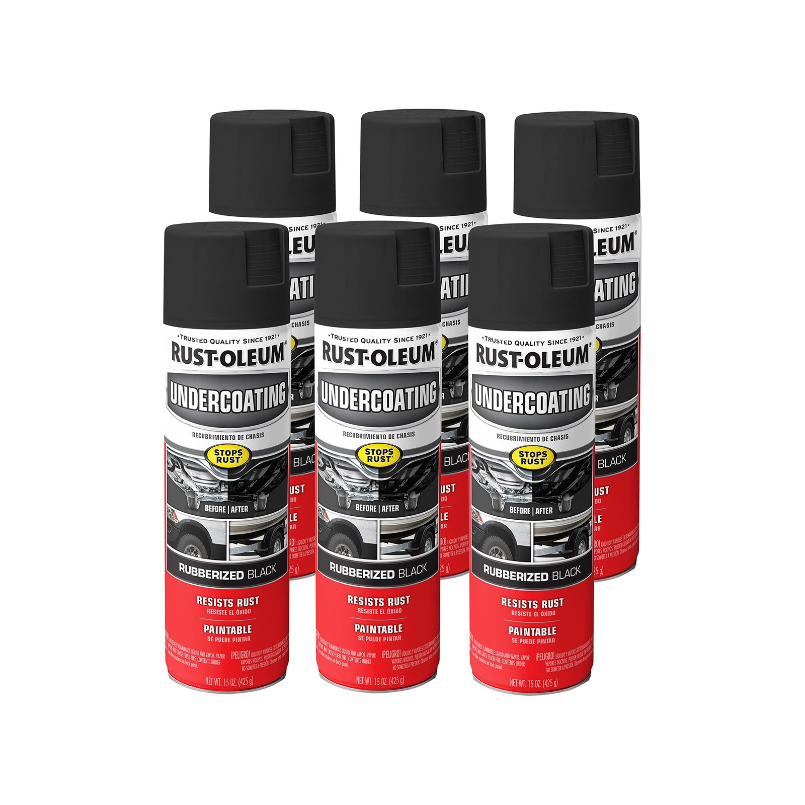 Rust-Oleum 248657-6PK Stops Rust Undercoating 15 Ounce (Pack of 6), Black