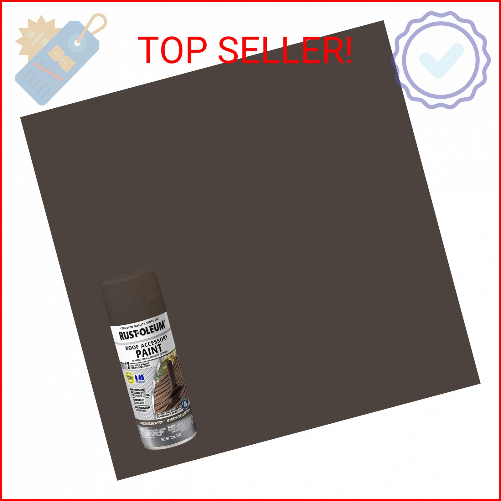 Rust-Oleum 285217 Roofing Accessory Coating Spray, 12 oz, Weathered Wood