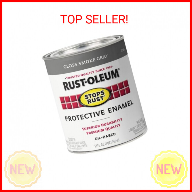 Rust-Oleum 7786502 Protective Enamel Paint Stops Rust, 32-Ounce, Gloss Smoke Gra
