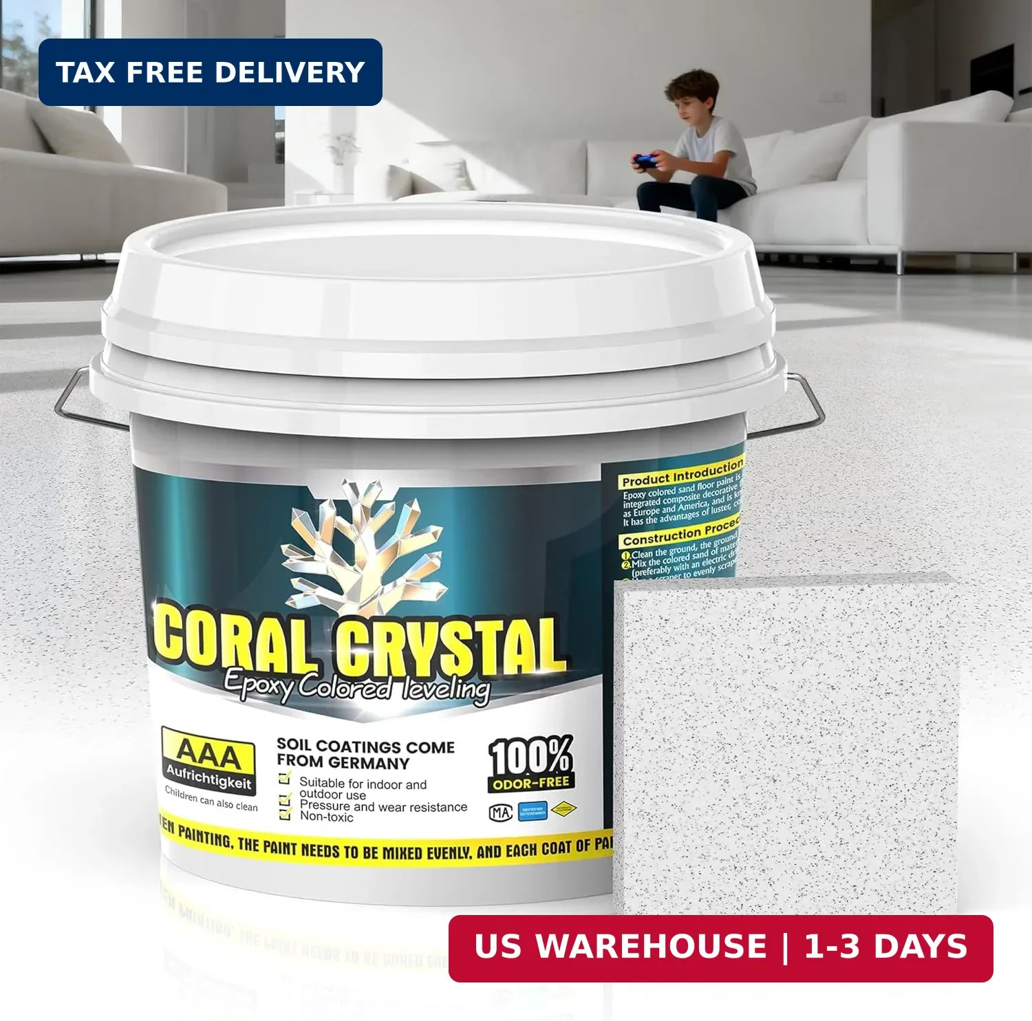 Epoxy Colored Sand Floor Paint for Concrete (420 Fl Oz),Self-leveling Epoxy Floo