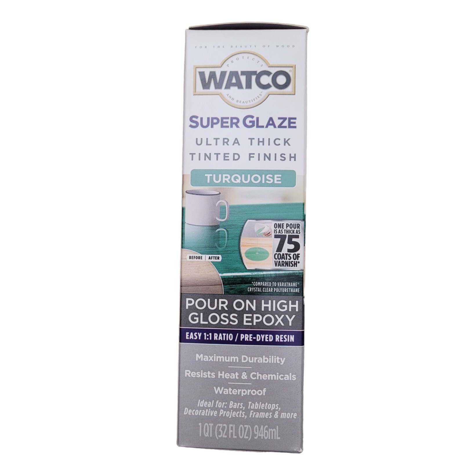 Rust-Oleum Watco High Gloss Epoxy Super Glaze Pour On TURQUOISE 1qt. Pre-Dyed