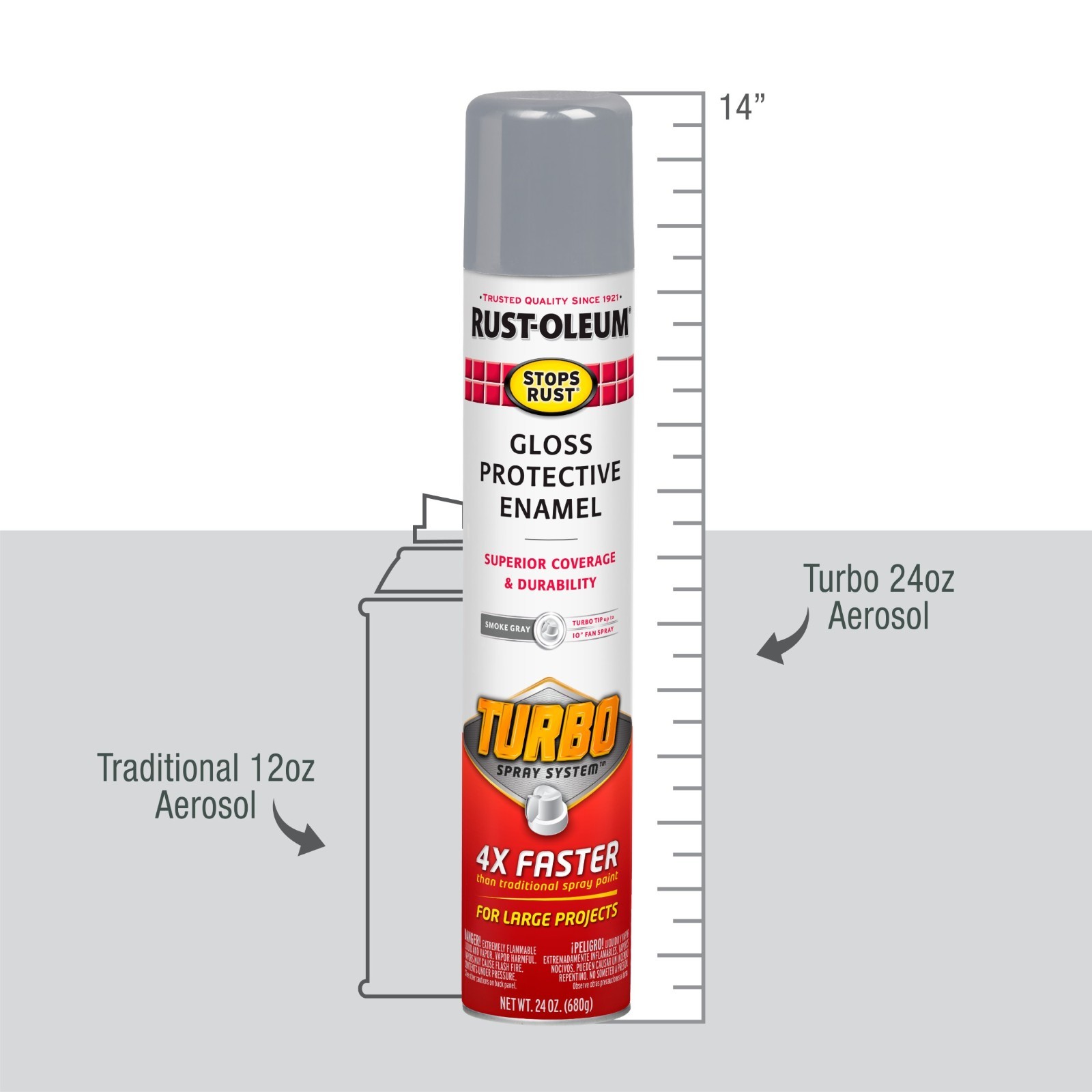 Rust-Oleum Stops Rust Turbo, Smoke Gray, Gloss Enamel Spray Paint, 24 oz, 3 Pack