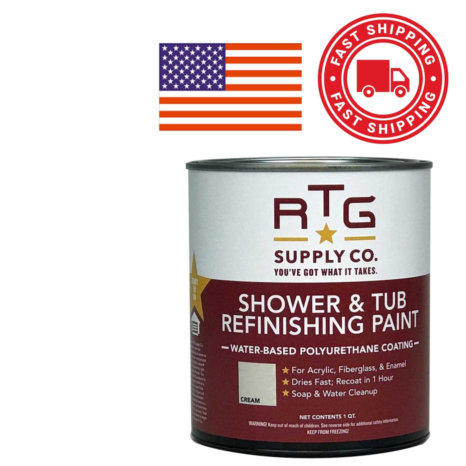 Fast Drying Shower and Tub Paint Cream 32 Fl Oz Easy Soap and Water Cleanup