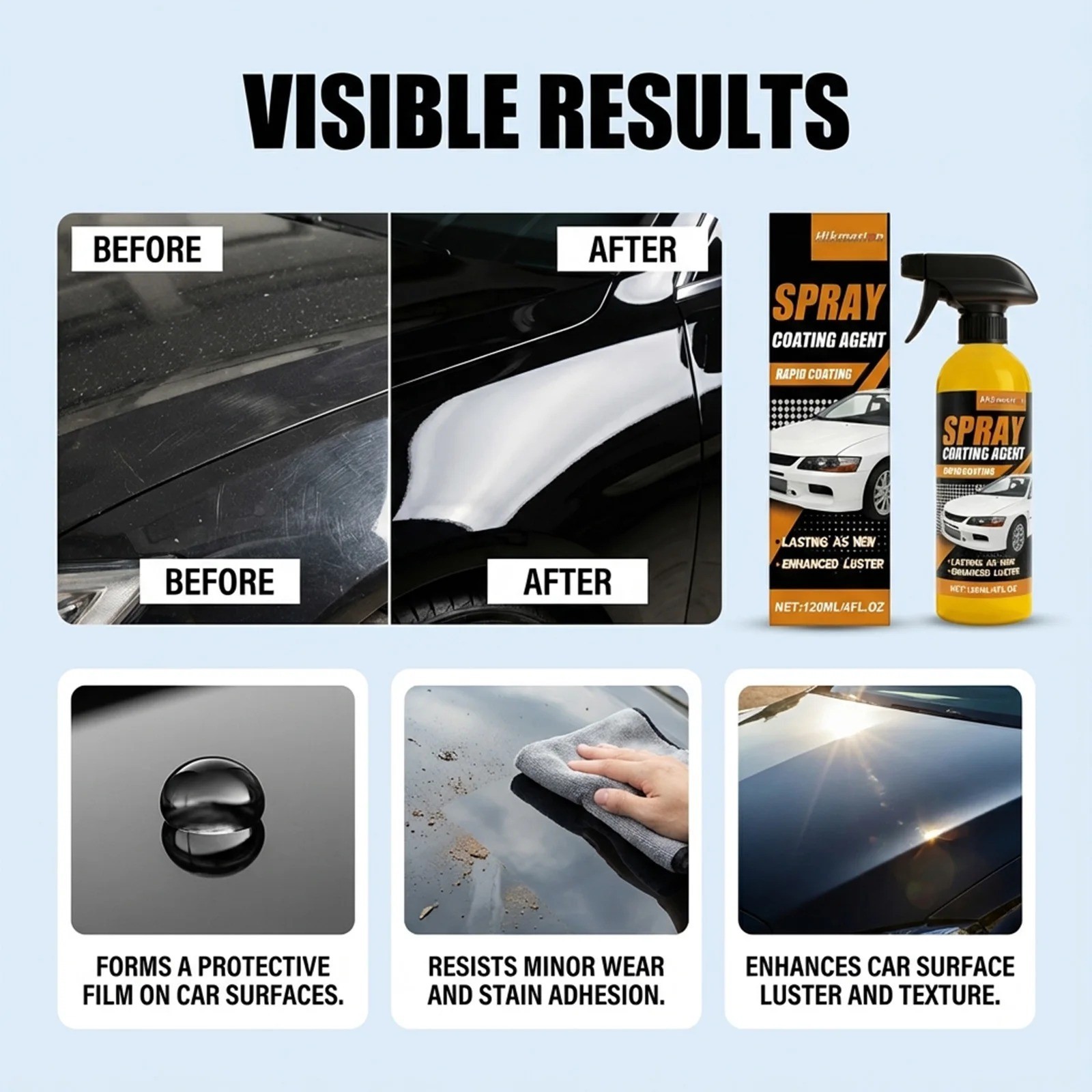 1Pack 300ml Car Coating Spray Car Paint Spray Coating Agent Antifouling New
