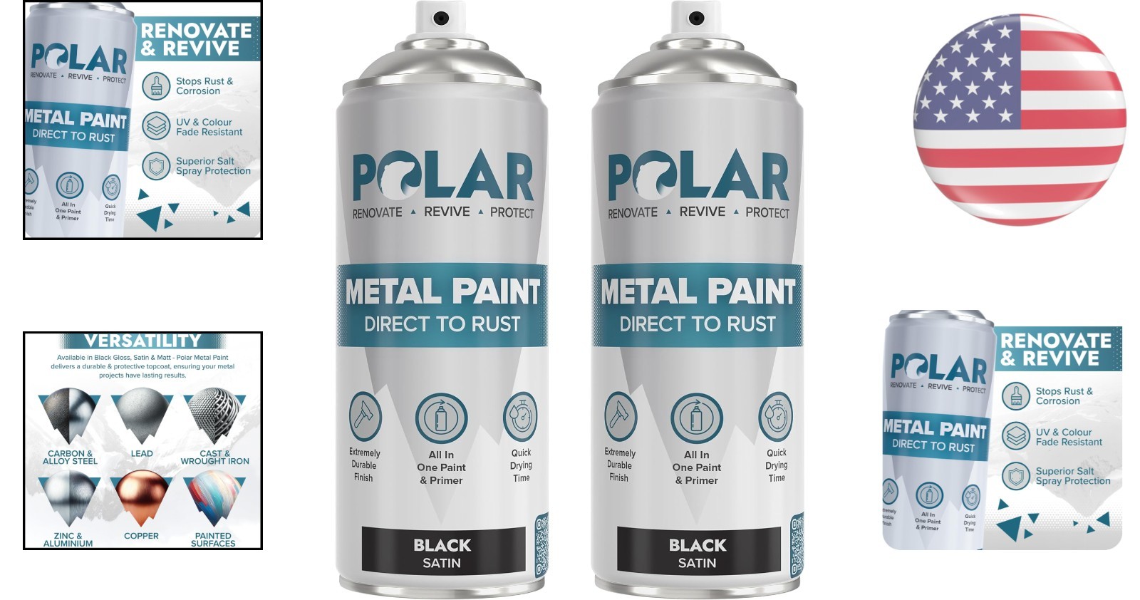 Satin Black Direct to Rust Spray Paint – 2 x 13.5 fl oz for Ultimate Protection