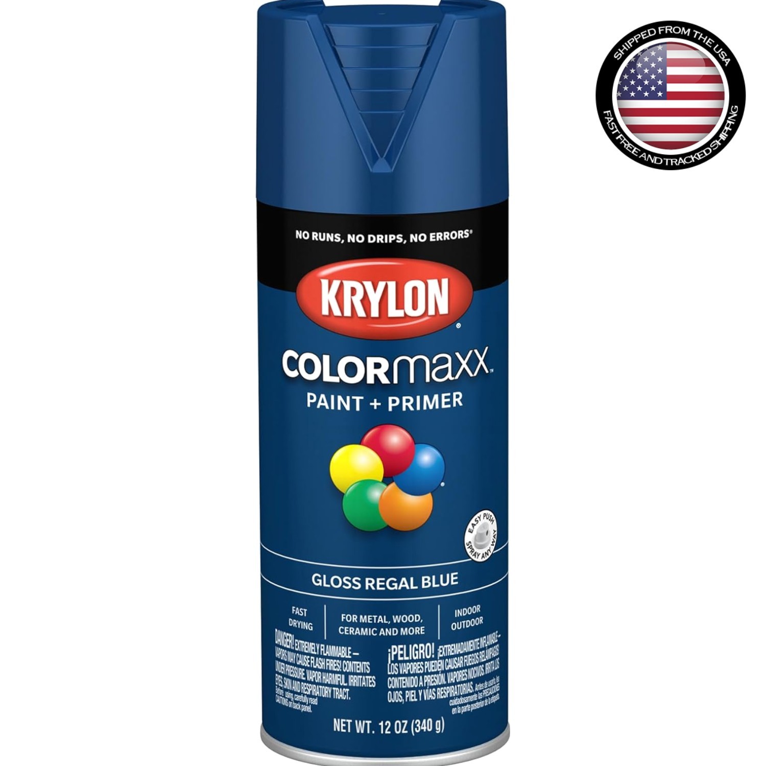 12 Oz Regal Blue Spray Paint & Primer by COLORmaxx for Indoor/Outdoor