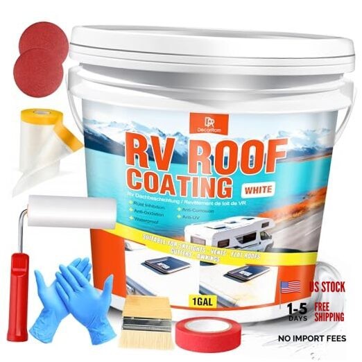 RV Roof Coating, 1GAL /128oz White RV Roof Sealant, Rust Inhibition & UV