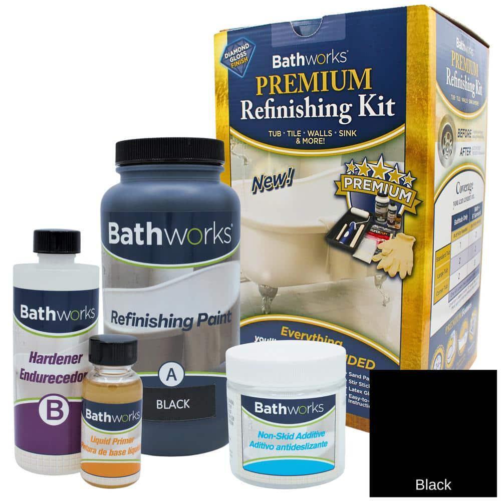 Bathworks DIY Bathtub Refinishing Kit with Slip Guard High Gloss Black 22oz